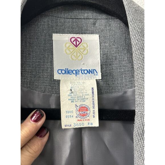 Vintage College‎ Town Gray Plaid Midi Skirt Jacket Academia Belt loops 5/6 & 7/8 - Picture 5 of 15